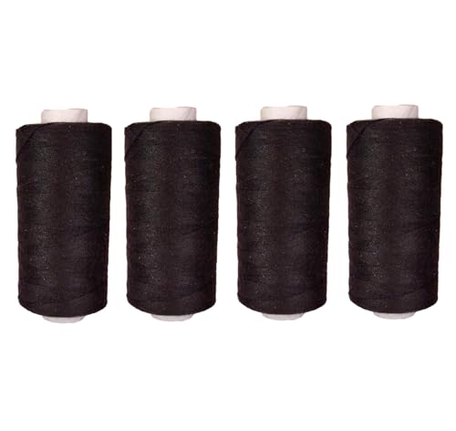 Bayli [0,03 EUR/10 m teiliges Nähgarn Set [einfarbig] | Nähset Universal | Polyester Nähmaschinengarn | 4 Spulen a. 500m | Allesnäher Garnset - [Farbe - Schwarz] | Nähfaden Set - 2000m von Bayli