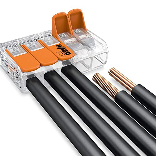 Klemme, 5-Leiter, 4 mm², Verbindungsklemmen mit Hebel, 221-413 (50 Stück) Rollo elektrisch Rolladen von Bayram