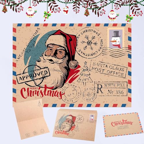 Weihnachtskarten mit Umschlag (15er Set), Klappkarten mit Weihnachtsbaum, Motiv für die schönsten Weihnachtsgrüße im Kraftpapier-Look+15 Braune Umschläge Aus Kraftpapier (M) von Bayuyi