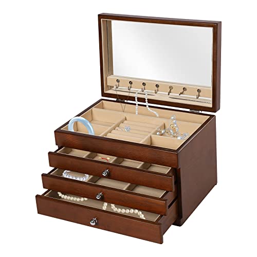 Schmuckkästchen 4 Ebenen Schmuckkasten Holz Schmuckschatulle Organizer Vintage Schmuckaufbewahrung 3 Schubladen Schmuckkoffer Mit Spiegel Schmuckkästchen 4 Ebenen Schmuckkasten Holz Schmuckschatulle Organizer Vintage Schmuckaufbewahrung 3 Schubladen Schmuckkoffer Mit Spiegel von Bazargame
