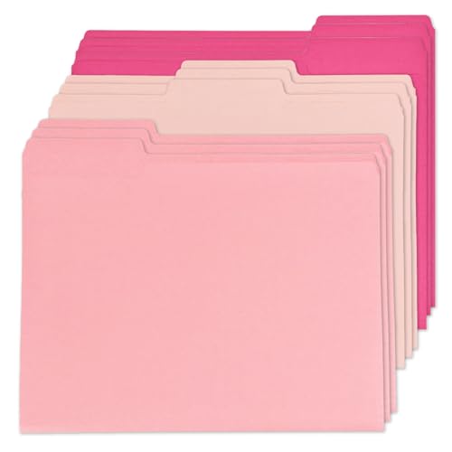 12 x rosa Aktenordner in Briefgröße, farbige Manila-Aktenordner mit 1/3-geschnittenen Reitern, dekorative Dokumententaschen für Büro, Schule, Geschäft, Zuhause, Organizer (12, Pink-Serie) von Bazyrock