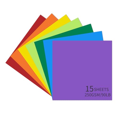 15 Blatt farbiger Karton, 30,5 x 30,5 cm, 250 g/m²/40,8 kg, schweres Kartonpapier, dicker und glatter Karton, perfekt für Kartenherstellung, Scrapbooking und Basteln (mehrfarbig) von Bazyrock