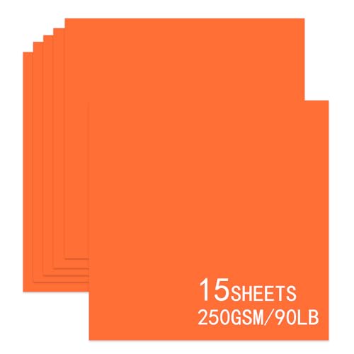 15 Blatt orangefarbener Karton, 30,5 x 30,5 cm, 250 g/m², schweres Kartonpapier, dicker und glatter Karton, perfekt für Kartenherstellung, Scrapbooking und Basteln (orange) von Bazyrock