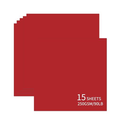 15 Blatt roter Karton, 30,5 x 30,5 cm, 250 g/m², schweres Kartonpapier, dicker und glatter Karton, perfekt für Kartenherstellung, Scrapbooking und Bastelarbeiten von Bazyrock