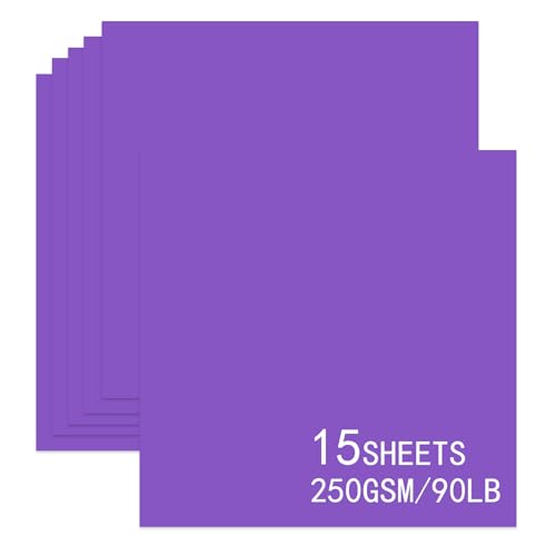 15 Blatt violetter Karton, 30,5 x 30,5 cm, 250 g/m²/40,8 kg, schweres Kartonpapier, dicker und glatter Karton, perfekt für Kartenherstellung, Scrapbooking und Basteln (lila) von Bazyrock