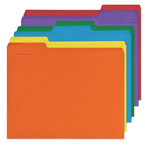 Farbige Aktenordner in Briefgröße, Manila-Aktenordner mit 1/3-geschnittenen Reitern, dekorative Dokumententaschen für Büro, Schule, Geschäft, Zuhause, Organizer (12, Regenbogenfarben) von Bazyrock