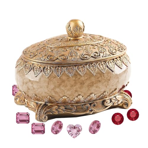 Antike Schmuckschatulle – kleine ovale Schatztruhe | Vintage-Schmuckschatulle, europäischer Vintage-Schmuck, dekorative Schmuckschatulle, goldene Rosenkranzbox, Hochzeitsdekoration für Ohrringe Antike Schmuckschatulle – kleine ovale Schatztruhe | Vintage-Schmuckschatulle, europäischer Vintage-Schmuck, dekorative Schmuckschatulle, goldene Rosenkranzbox, Hochzeitsdekoration für Ohrringe von Bbbabeslk