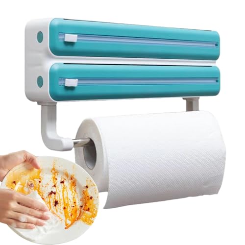 Frischhaltefolienspender, transparenter Folienspender mit Schneider | Folienhalter für die Küche zur Wandmontage - Aufbewahrungsboxspender zum Verpacken mit Frischhaltefolienspender, transparenter Folienspender mit Schneider | Folienhalter für die Küche zur Wandmontage - Aufbewahrungsboxspender zum Verpacken mit von Bbbabeslk