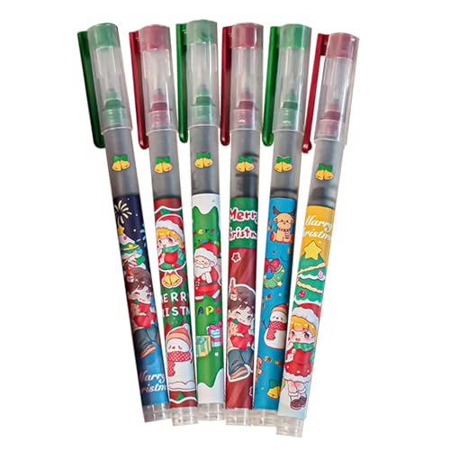 Weihnachts-Kugelschreiber mit schwarzer Tinte, 6 Weihnachtsstifte mit schwarzer Tinte und Cartoon-Kugelschreiber, Weihnachtsschmuck für den Winter, Schreibwaren Weihnachts-Kugelschreiber mit schwarzer Tinte, 6 Weihnachtsstifte mit schwarzer Tinte und Cartoon-Kugelschreiber, Weihnachtsschmuck für den Winter, Schreibwaren von Bbbabeslk
