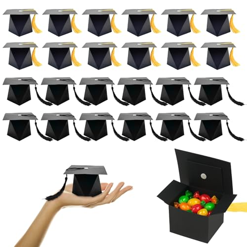 BbiuRer 24 Stück Graduation Deko Doktorhut, Abschluss Hut Geschenkbox Set Für Graduation Party, Einfache Montage Schwarz Papier BbiuRer 24 Stück Graduation Deko Doktorhut, Abschluss Hut Geschenkbox Set Für Graduation Party, Einfache Montage Schwarz Papier von BbiuRer