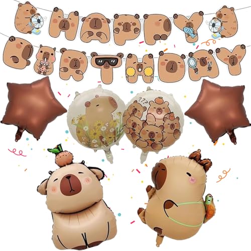 Capybara Geburtstag Deko, Niedliche 11-Teilige Capybara Party Dekoration, Inklusive Ballons Und Sterne Für Kinderparty, Capybara Tortendeko, Cabibara Capybara Geburtstag Deko, Niedliche 11-Teilige Capybara Party Dekoration, Inklusive Ballons Und Sterne Für Kinderparty, Capybara Tortendeko, Cabibara von BbiuRer