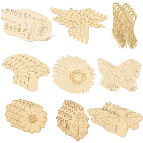 Holzfiguren Zum Bemalen, 40 Stück Holztiere Und 40 Schnüre, Holzanhänger Zum Basteln Und DIY, Kinder Basteln, Holzfiguren Für Heimdekoration Und Partydekoration Holzfiguren Zum Bemalen, 40 Stück Holztiere Und 40 Schnüre, Holzanhänger Zum Basteln Und DIY, Kinder Basteln, Holzfiguren Für Heimdekoration Und Partydekoration von BbiuRer