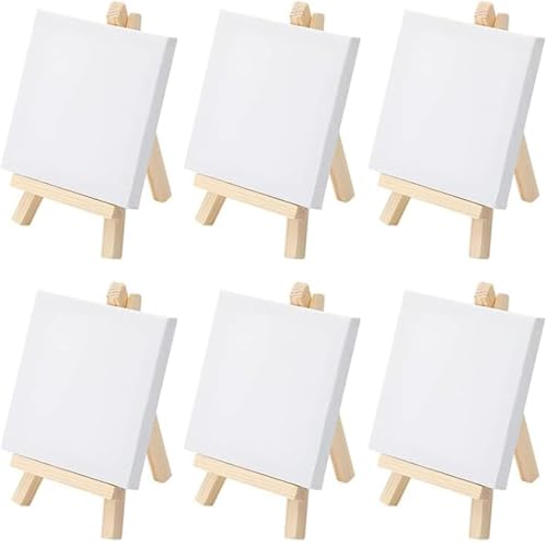 Mini Leinwand Mit Staffelei, 6 Stück Mini Leinwände Mit, FaltbareFür Malerei, Zeichnen, Tischdekoration Und Basteln, 8x15 cm Staffelei Mit 10x10 cm Leinwand von BbiuRer