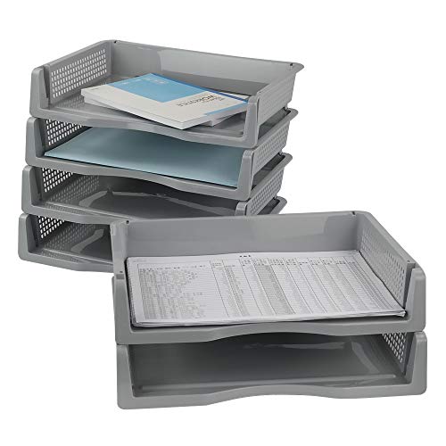 Bblie Schreibtisch Organizer Briefablage, Ablagefächer Stapelbar Grau, 6er-Set von Bblie