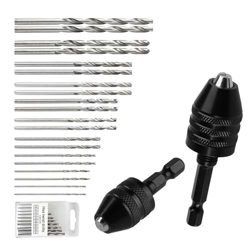 2 Stück Bohrfutter Adapter Set, 1/4 Zoll Sechskantschaft Schnellspannbohrfutter, 0.3-6.5 mm & 0.3-3.6 mm 3 Backen Schlüsselloses Bohrfutter Bohrer Set umrüstwerkzeug, mit 20 HSS-Bohrer 2 Stück Bohrfutter Adapter Set, 1/4 Zoll Sechskantschaft Schnellspannbohrfutter, 0.3-6.5 mm & 0.3-3.6 mm 3 Backen Schlüsselloses Bohrfutter Bohrer Set umrüstwerkzeug, mit 20 HSS-Bohrer von Bbtcxjs