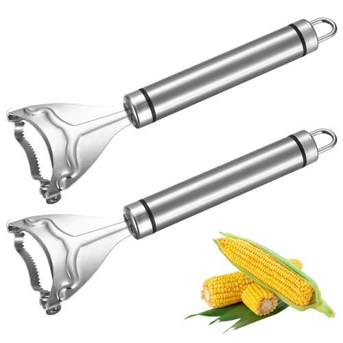 Maisschäler, 2 Stk Magischer Maisschäler Edelstahl Mais Schäler, Mais Schaber, Mais Drescher, Maiskolben Schäler, Mais Stripper, Corn Stripper, Corn Peeler mit Griff für Küche von Bbtcxjs