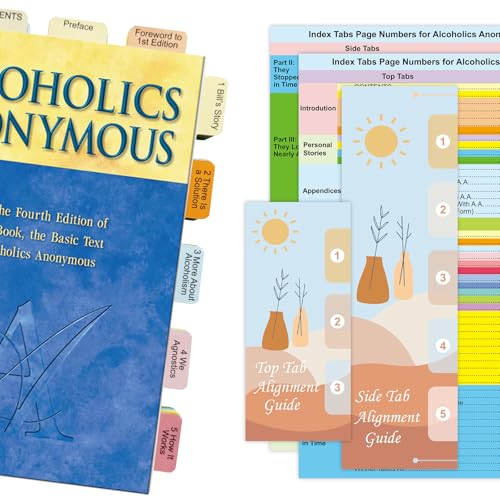 Bcabo Registerkarten für Anonyme Alkoholiker: The Big Book 4th Edition (Buch nicht im Lieferumfang enthalten), farbcodiert, laminiert, langlebig, repositionierbar, mit Seitenzahlen, Blatt und von Bcabo