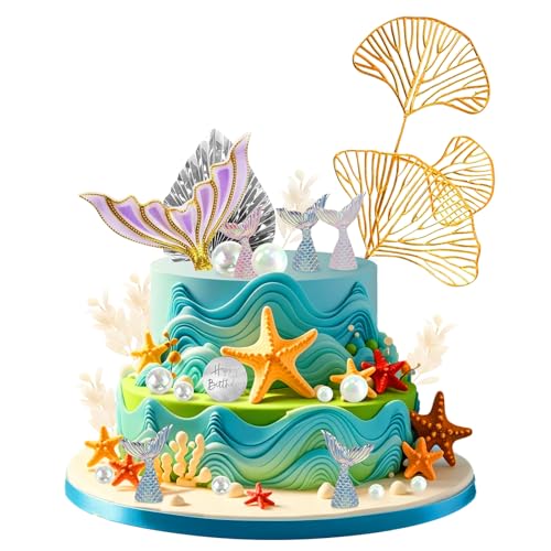 Bcautay Meerjungfrau-Kuchendekoration, Meerjungfrauen-Cupcake-Topper für unter dem Meer, Babyparty, Geburtstagsparty, Kuchendekorationen, Zubehör, 26 Stück Bcautay Meerjungfrau-Kuchendekoration, Meerjungfrauen-Cupcake-Topper für unter dem Meer, Babyparty, Geburtstagsparty, Kuchendekorationen, Zubehör, 26 Stück von Bcautay