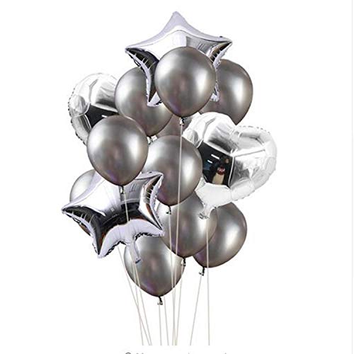 Bcowtte 14 Stück Luftballons, 30,5 cm, 45,7 cm, mehrere Dekorationen, Heliumballons, für Party, Festival, Hochzeit, Silber von Bcowtte
