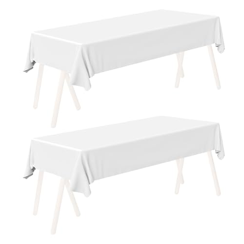 Biertisch Tischdecke - 250x100cm Tischdecke Weiß, für 50cm u.70cm Biertische, Hussen für Biertisch, Rechteckige Tischdecken Waschbar, für Gartenbankette im Freien - 2 Stück von Bcuuozeeing