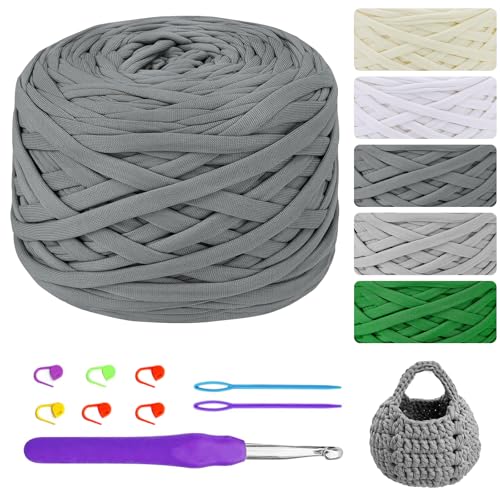285g/100m T-Shirt Garn, Textilgarn zum Häkeln, T-Shirt Bändchengarn zum Stricken und Häkeln, T Shirt Garn zum Häkeln für Taschen, Körbe, Teppiche, Wandbehang, DIY-Kunsthandwerk - Dunkelgrau 285g/100m T-Shirt Garn, Textilgarn zum Häkeln, T-Shirt Bändchengarn zum Stricken und Häkeln, T Shirt Garn zum Häkeln für Taschen, Körbe, Teppiche, Wandbehang, DIY-Kunsthandwerk - Dunkelgrau von Bcuuozeeing