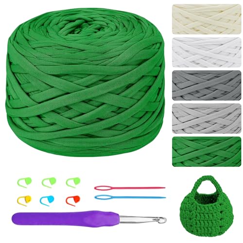 285g/100m T-Shirt Garn, Textilgarn zum Häkeln, T-Shirt Bändchengarn zum Stricken und Häkeln, T Shirt Garn zum Häkeln für Taschen, Körbe, Teppiche, Wandbehang, DIY-Kunsthandwerk - Grün 285g/100m T-Shirt Garn, Textilgarn zum Häkeln, T-Shirt Bändchengarn zum Stricken und Häkeln, T Shirt Garn zum Häkeln für Taschen, Körbe, Teppiche, Wandbehang, DIY-Kunsthandwerk - Grün von Bcuuozeeing