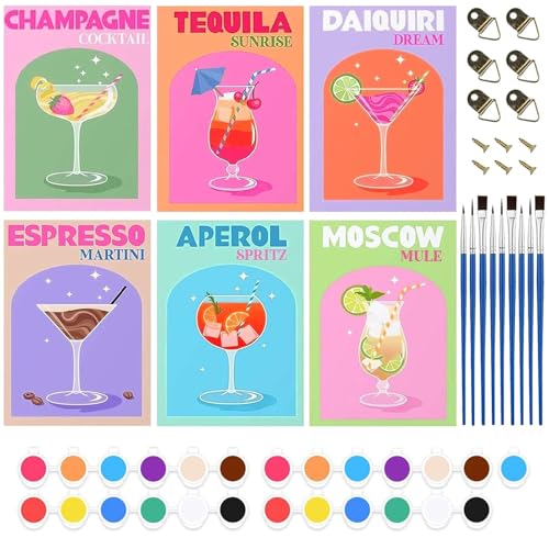 Bcuuozeeing Malen Nach Zahlen Erwachsene 6-teiliges Cocktailglas-Digital-Ölgemälde-Set für Anfänger mit Acrylfarbe und 9 Pinseln, Paint by Numbers Malen Nach Zahlen für Home Decor 20 x 30 cm Bcuuozeeing Malen Nach Zahlen Erwachsene 6-teiliges Cocktailglas-Digital-Ölgemälde-Set für Anfänger mit Acrylfarbe und 9 Pinseln, Paint by Numbers Malen Nach Zahlen für Home Decor 20 x 30 cm von Bcuuozeeing