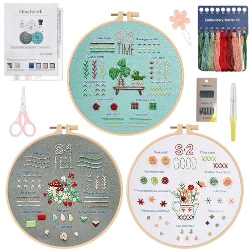 Bcuuozeeing Stickset für Anfänger, Sticken Set Erwachsene, Blumenmuster Pflanzen Embroidery Kit Stickerei Set mit Mustern und Anleitungen Kreuzstich Set, Sticken Set Stickrahmen Holz DIY Set Bcuuozeeing Stickset für Anfänger, Sticken Set Erwachsene, Blumenmuster Pflanzen Embroidery Kit Stickerei Set mit Mustern und Anleitungen Kreuzstich Set, Sticken Set Stickrahmen Holz DIY Set von Bcuuozeeing