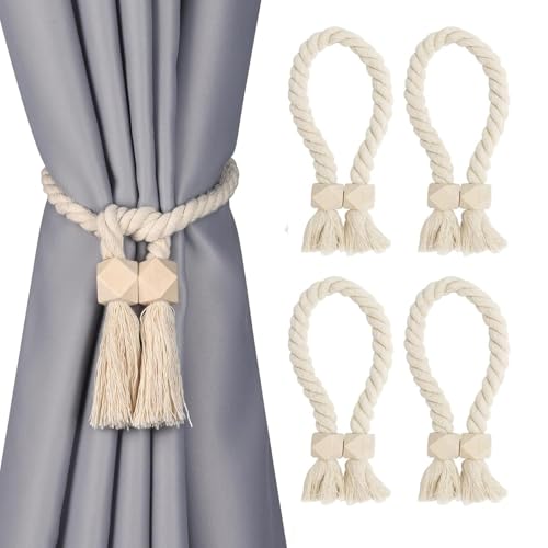 Magnetische Vorhang Raffhalter, 4 Stück Gardinenhalter Vorhanghalter, Gardinen Raffhalter, Raffhalter Magnetisch, Boho, Baumwollseil, Raffhalter für Gardinen Home Büro Gardinen Deko Magnetische Vorhang Raffhalter, 4 Stück Gardinenhalter Vorhanghalter, Gardinen Raffhalter, Raffhalter Magnetisch, Boho, Baumwollseil, Raffhalter für Gardinen Home Büro Gardinen Deko von Bcuuozeeing