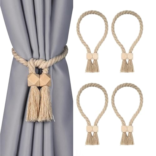 Magnetische Vorhang Raffhalter, 4 Stück Gardinenhalter Vorhanghalter, Gardinen Raffhalter, Raffhalter Magnetisch, Boho, Baumwollseil, Raffhalter für Gardinen Home Büro Gardinen Deko Magnetische Vorhang Raffhalter, 4 Stück Gardinenhalter Vorhanghalter, Gardinen Raffhalter, Raffhalter Magnetisch, Boho, Baumwollseil, Raffhalter für Gardinen Home Büro Gardinen Deko von Bcuuozeeing