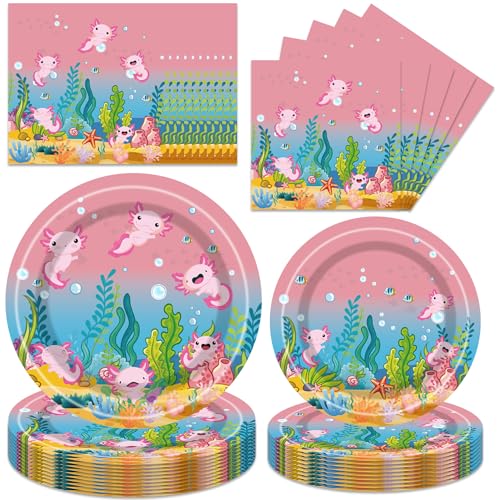 Axolotl Geburtstagsparty-Zubehör, Geschirr, 96-teilig, Rosa, Axolotl-Geschirr-Set, Teller, Servietten für Kinder, Mädchen, Jungen, Kinder, Axolotl-Themenparty, Babyparty, Geburtstagsdekorationen, für Axolotl Geburtstagsparty-Zubehör, Geschirr, 96-teilig, Rosa, Axolotl-Geschirr-Set, Teller, Servietten für Kinder, Mädchen, Jungen, Kinder, Axolotl-Themenparty, Babyparty, Geburtstagsdekorationen, für von Bcxiuso