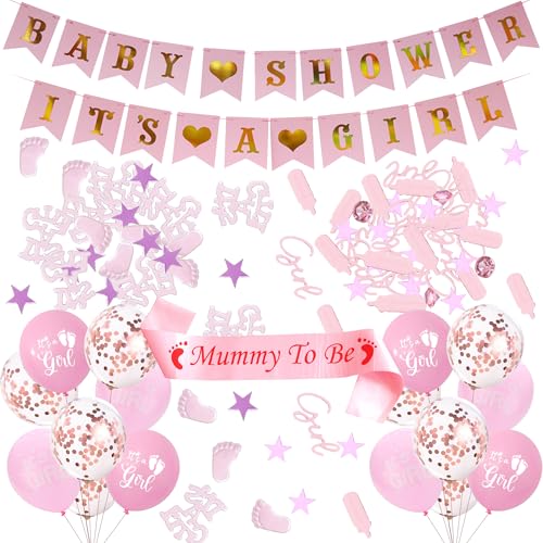 Babyparty-Dekorationen für Mädchen – 20 Stück, rosa Latex-Ballon für Babys, Mädchen, Banner mit Schultergurt, Glitzer, Konfetti-Dekorationen für Babyparty, Geschlecht, Enthüllung, Party, Babyparty-Dekorationen für Mädchen – 20 Stück, rosa Latex-Ballon für Babys, Mädchen, Banner mit Schultergurt, Glitzer, Konfetti-Dekorationen für Babyparty, Geschlecht, Enthüllung, Party, von Bcxiuso