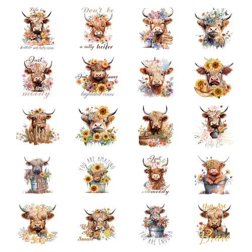 Highland Cow Glasbecher-Aufkleber – 20 Blatt Rubbel-Aufkleber zum Aufreiben, Hochlandkuh, Sonnenblume, UV-DTF, niedliches Tier-Thema, wasserdicht, Transfer-Aufkleber für Tassen, Glas, DIY, Handwerk Highland Cow Glasbecher-Aufkleber – 20 Blatt Rubbel-Aufkleber zum Aufreiben, Hochlandkuh, Sonnenblume, UV-DTF, niedliches Tier-Thema, wasserdicht, Transfer-Aufkleber für Tassen, Glas, DIY, Handwerk von Bcxiuso