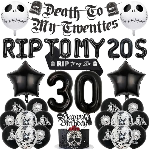 Rip 20er Geburtstag Dekorationen Luftballons – 35 Stück RIP To My 20s Banner Totenkopf Nummer 30 Folienballon Schärpe Stern Aluminiumfolienballon Kuchendekoration für meine Jugend lustig 30 Geburtstag Rip 20er Geburtstag Dekorationen Luftballons – 35 Stück RIP To My 20s Banner Totenkopf Nummer 30 Folienballon Schärpe Stern Aluminiumfolienballon Kuchendekoration für meine Jugend lustig 30 Geburtstag von Bcxiuso