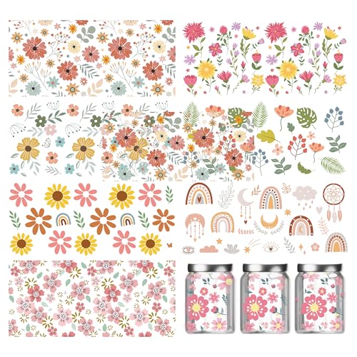 UV DTF Cup Wrap Aufkleber – 8 Blatt Blume UV DTF Cup Wraps Decals Aufkleber Blumen Rubb On Transfers PVC Transfer Wasserdicht für 473.6 g Glas Tumbler Holz Dekoration DIY Handwerk Supplies UV DTF Cup Wrap Aufkleber – 8 Blatt Blume UV DTF Cup Wraps Decals Aufkleber Blumen Rubb On Transfers PVC Transfer Wasserdicht für 473.6 g Glas Tumbler Holz Dekoration DIY Handwerk Supplies von Bcxiuso