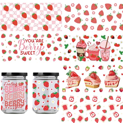 UV DTF Cup Wrap Transfer – 8 Blatt Erdbeeraufkleber zum Aufreiben, Erdbeere, Kuchen, Blumen, Eis, Reiben, Aufkleber, Frucht-Transferaufkleber für Obstliebhaber, 473 ml, Glasbecher, DIY, Möbelhandwerk UV DTF Cup Wrap Transfer – 8 Blatt Erdbeeraufkleber zum Aufreiben, Erdbeere, Kuchen, Blumen, Eis, Reiben, Aufkleber, Frucht-Transferaufkleber für Obstliebhaber, 473 ml, Glasbecher, DIY, Möbelhandwerk von Bcxiuso