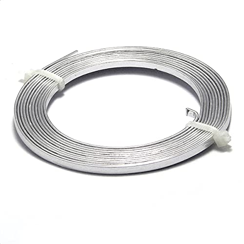 1,8 m lang, 3 mm breit x 1 mm dick, flach, 18 Gauge, Aluminium, zum Verpacken von Schmuck, Basteln, formbarer Wickeldraht (Silber) von Bdbeads