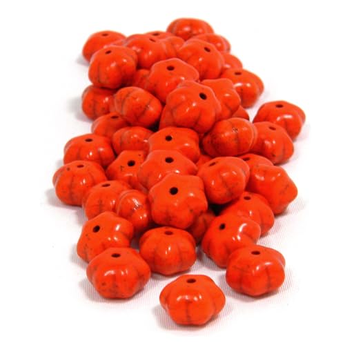 10 Bdbeads orangefarbene synthetische türkisfarbene Kürbisperlen, 12 mm x 8 mm, Halloween-Stein mit inneren Rissen 10 Bdbeads orangefarbene synthetische türkisfarbene Kürbisperlen, 12 mm x 8 mm, Halloween-Stein mit inneren Rissen von Bdbeads