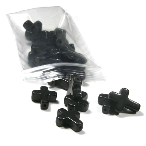 10 synthetische türkisfarbene Magnesit-Perlen, 1,9 cm, seitlich gekreuzt, mit 1,5–2 mm Loch (schwarz) von Bdbeads