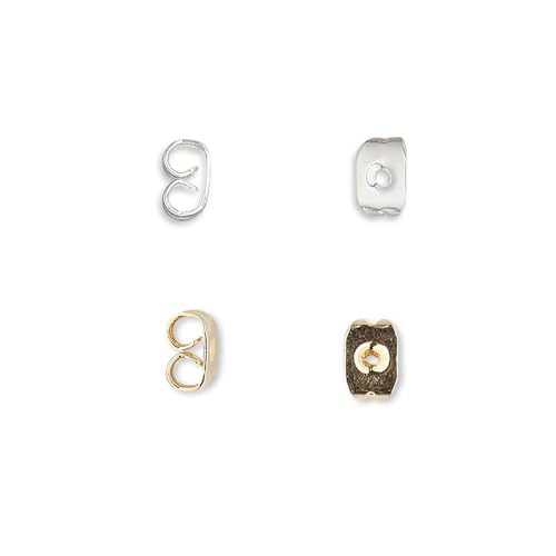 100 kleine Metall-Ersatzverschlüsse für Ohrstecker, 5 mm x 4 mm, versilbert von Bdbeads