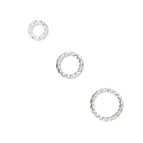100 versilberte 16 Gauge ausgefallene gedrehte runde Jumpring-Schmuckringe zum Verbinden und Verbinden (8 mm Außendurchmesser) von Bdbeads