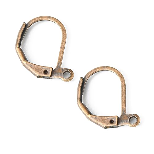20 antike Klappbügelhaken mit offener Schlaufe und einfacher Hebelrückseite (antikes Kupfer) von Bdbeads