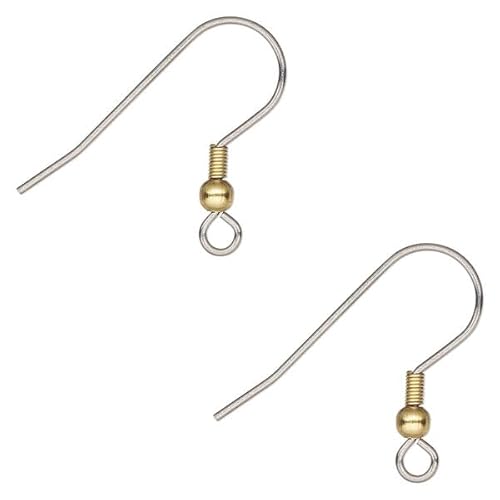 20 hypoallergene Edelstahl-Ohrringe mit Kugel und Spule, versilbert, mit Schlaufe (vergoldet) von Bdbeads