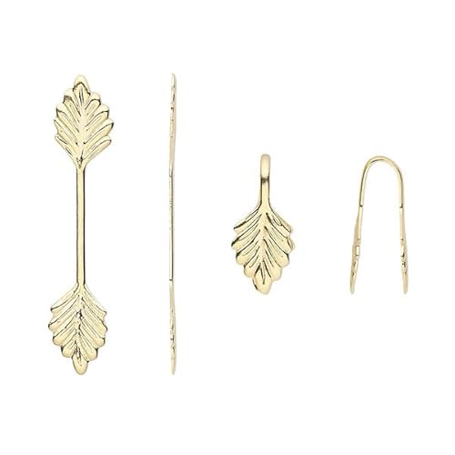 20 plattierte Metallhaken in Blattform, 29 mm lang, zum Aufkleben, zum Ankleben von Schmuck und Anhängern (vergoldet) von Bdbeads