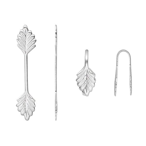 20 plattierte Metallhaken in Blattform, 29 mm lang, zum Aufkleben, zum Ankleben von Schmuck und Anhängern (versilbert) von Bdbeads