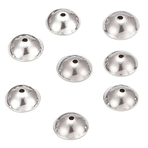 30 silberfarbene Abdeckkappen aus chirurgischem Edelstahl der Güteklasse 304, glatt, 6 mm, rund, lose Perlen, Akzent-Abdeckkappen von Bdbeads