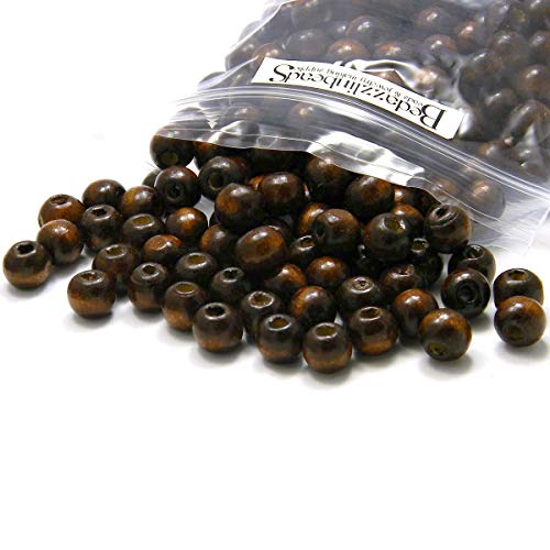 300 große, dunkelbraune Perlen, 10 mm x 9 mm, beschichtetes Buchsbaumholz, rund, Bastelperlen von Bdbeads