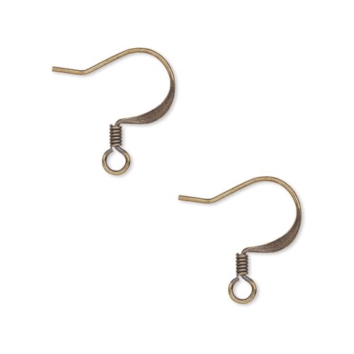 50 Bdbeads flache Fischhaken-Ohrdraht-Ohrringe mit Spule und Schlaufe überzogen über Messingmetall (Antik-Bronze) von Bdbeads