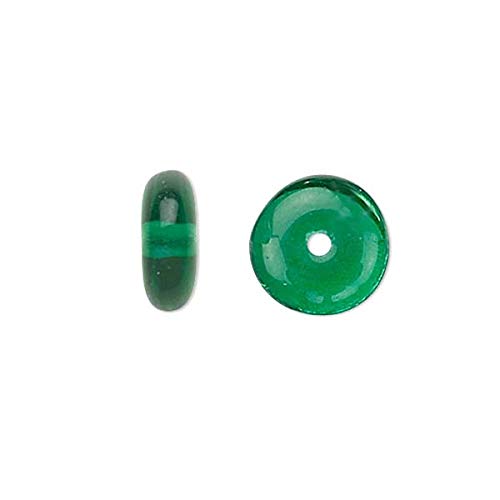 50 kleine 4 mm runde 2,5 mm dicke tschechische Glasperlen, flache Rondelle-Abstandshalterscheiben, lose Perlen für Schmuck, Smaragdgrün von Bdbeads