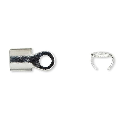 50 plattierte Faltschnur, Quetschperlen, Endstück mit Schlaufe für dicke 2 mm – 4 mm Schmuckkordel (versilbert) von Bdbeads